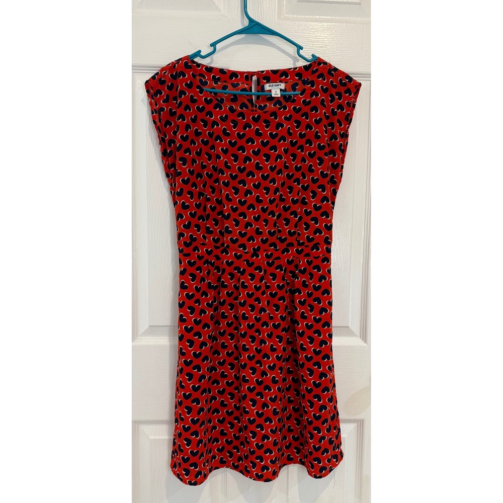 Old Navy Heart Print Dress Sleeveless Casual‎ Mini Dress Red Black Size S